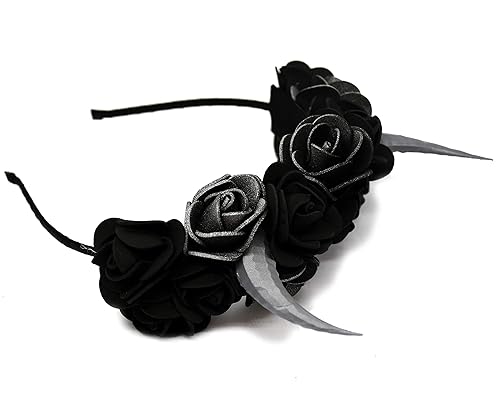 Diadema hecha a mano con cuernos negros y plateados