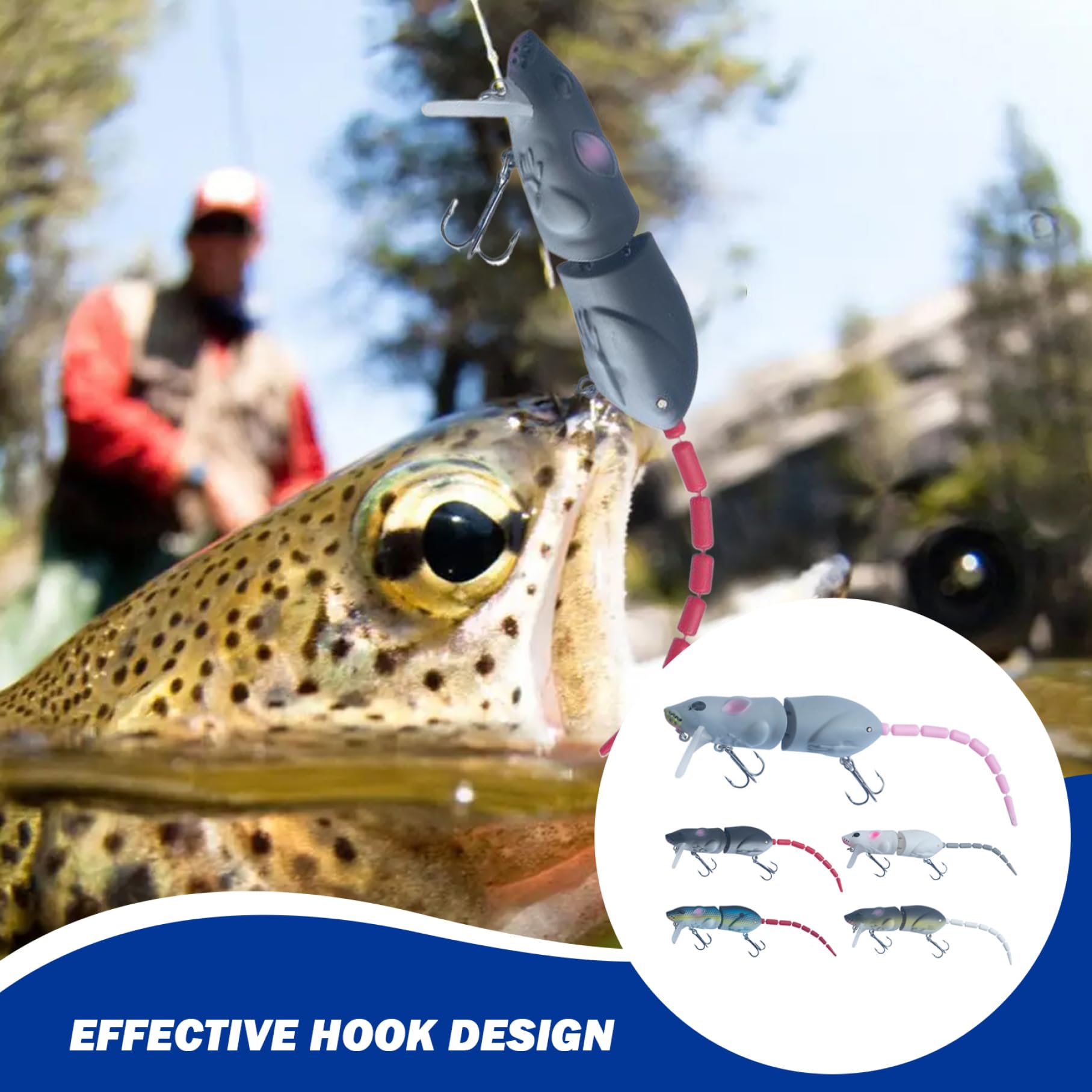 drsigns for mouse 3d.fishing.lures 5PCS Rat Fishing Lure Artificial 2.36