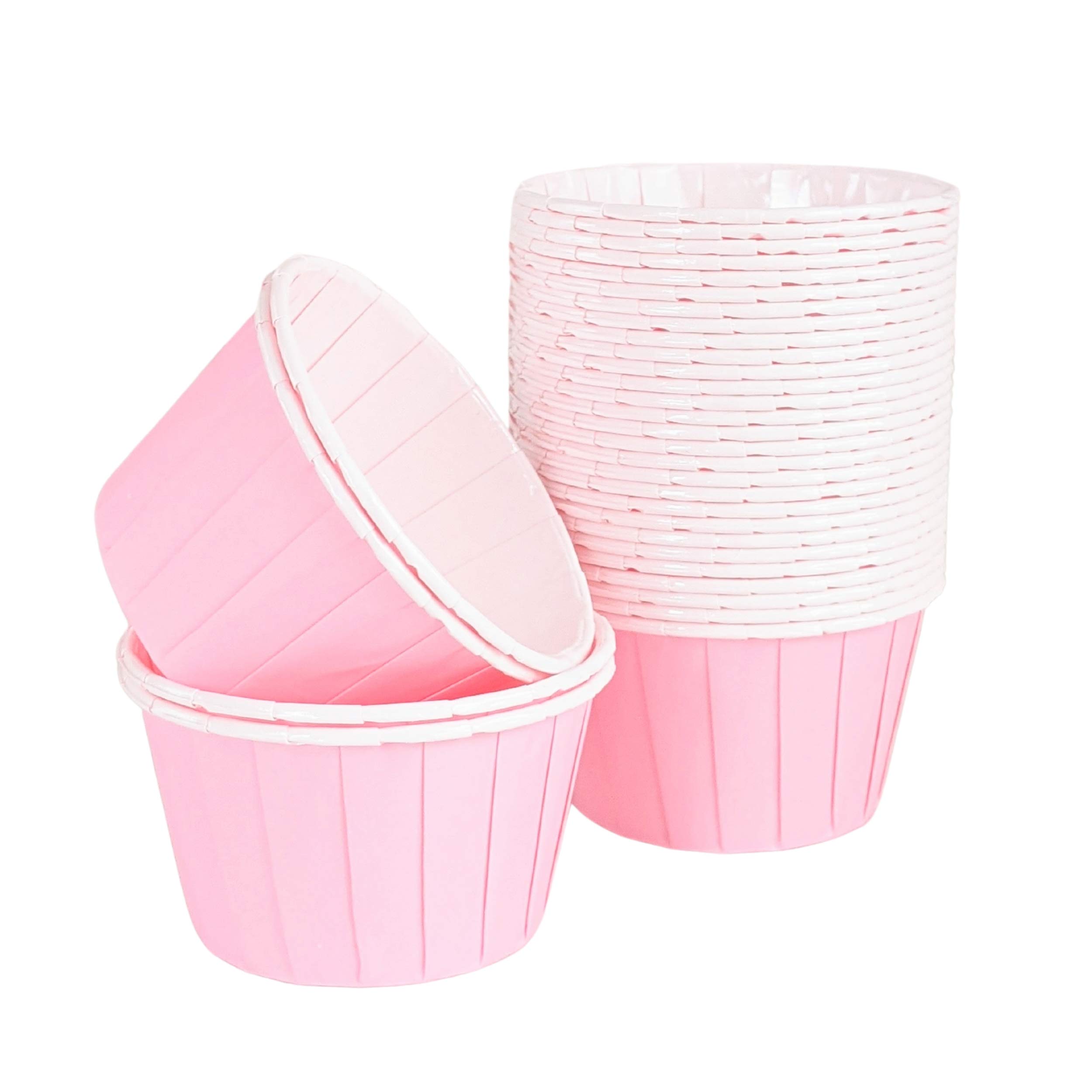 Cups & Cases 72 Pack Solid Pink Pleated Baking Cups Standard Size Cupcake Cases