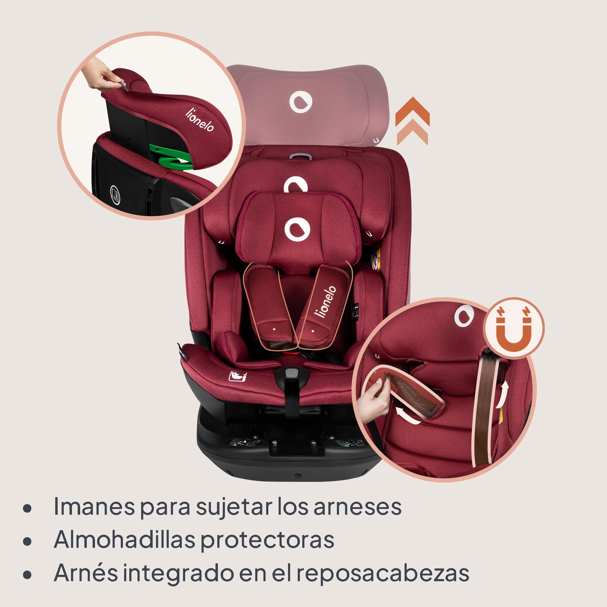 LIONELO Bastiaan RWF i-Size Silla de Coche para Bebé Giratoria 360° 0-36kg, Instalaciión Delantera y Trasera (18kg), ISOFIX TopTether, Reposacabezas y Respaldo Ajustables Protección Lateral | Giratoria 360° 0-36 kg, Instalación Delantera y Trasera (18 kg)