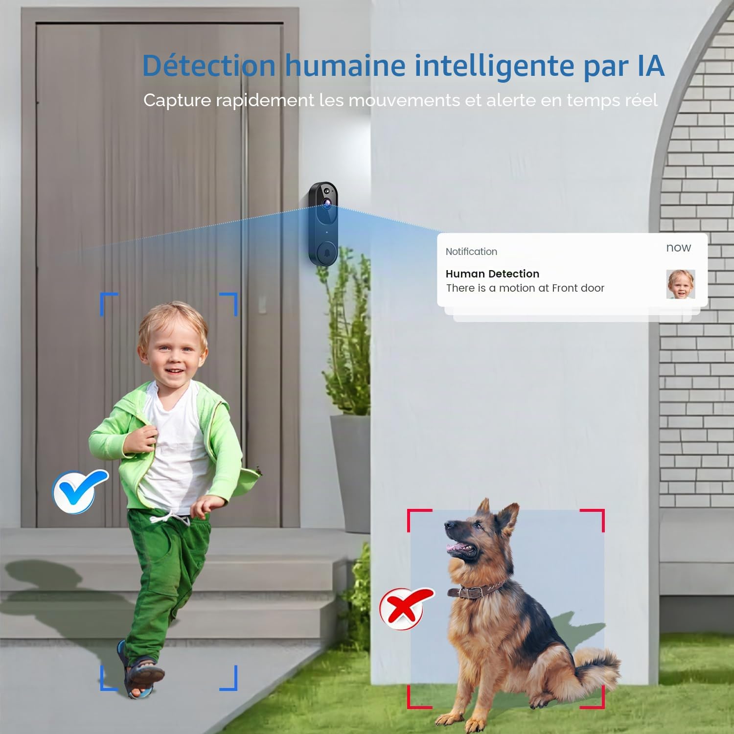 Guggre 1080P Video Doorbell Camera, Smart Human Detection, Cloud Storage, Chime Included, Live View, 2-Way Audio, IR Night Vision, Wide-Angle Lens, Indoor/Outdoor Surveillance F