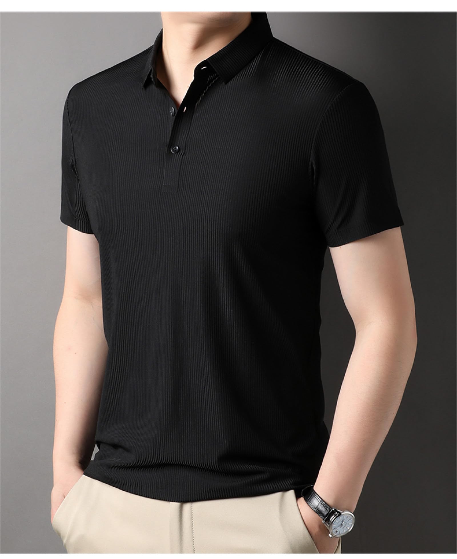 Moda Casual - Polo Estiva da Uomo in Tinta Unita, Casual, con Colletto Rovesciato, Manica Corta, Top, Abbigliamento, Uomo, Traspirante, Polo Sportiva da Tennis