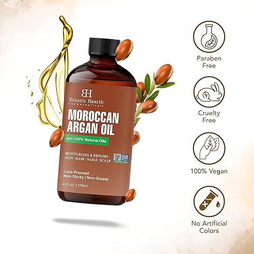 Miniatura 6 de Botanic Hearth - Aceite de argán marroquí para cabello y piel, para cabello rizado y encrespado, promueve el crecimiento y repara el cabello seco y