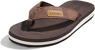 FITORY Men's Flip-Flops Arch Support Thongs Comfort Slippers for Beach Size 7-13