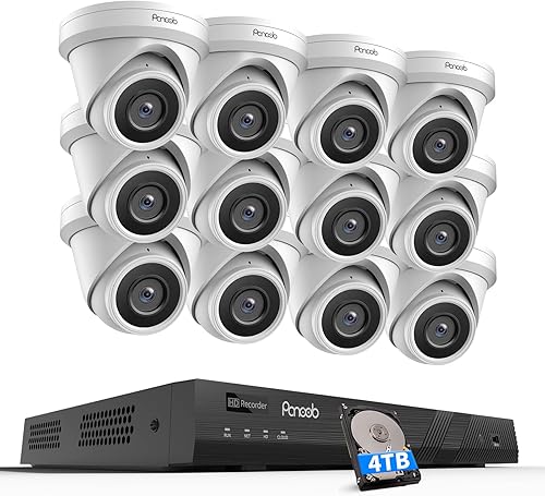 Miniatura 12 de Sistema de cámara de seguridad de 16 canales 4K PoE, cámara domo de torreta negra IP con cable de 8 MP con detección de vehículos humanos AI, 12Cams