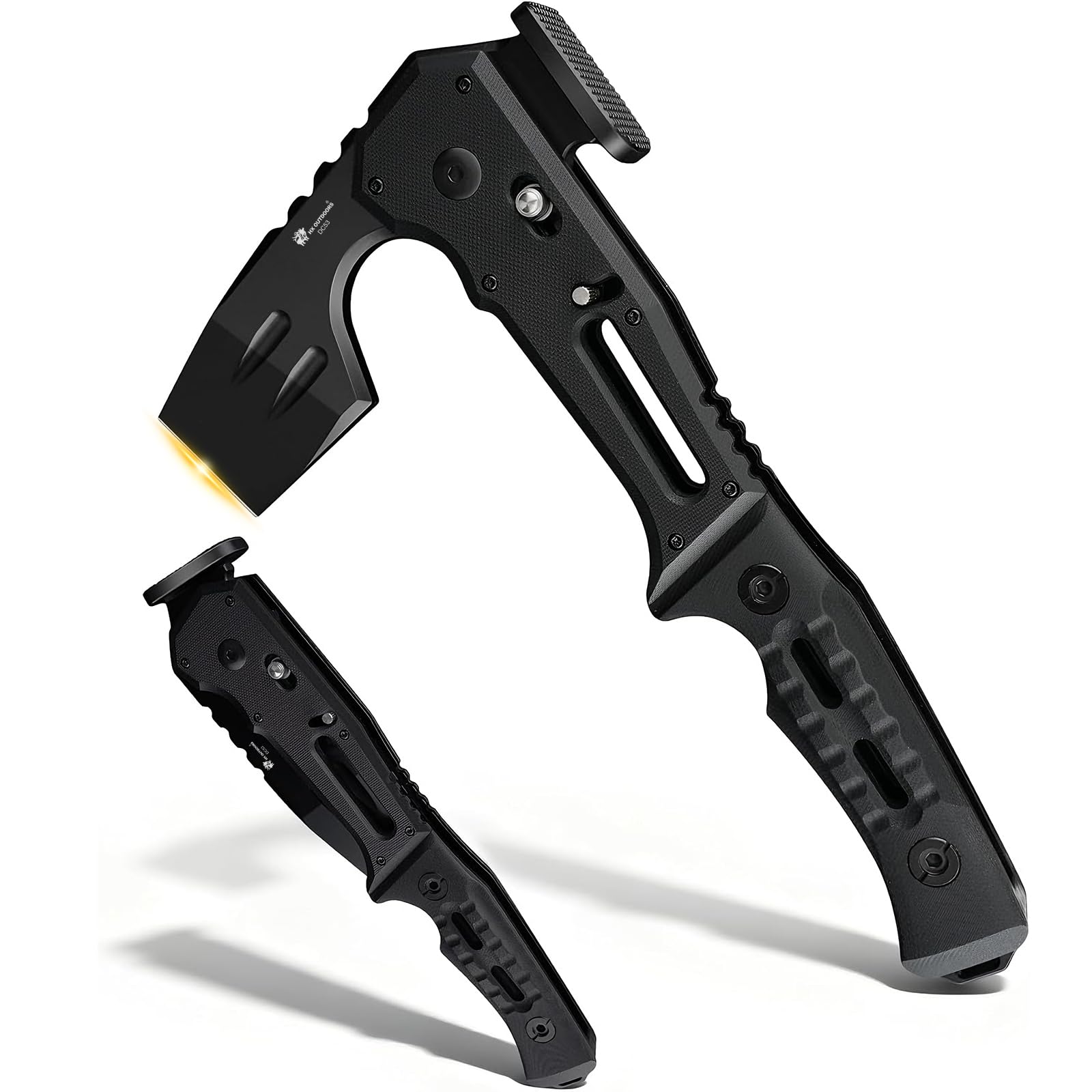 HX OUTDOORS Folding Tactical Axe with Hammer and Bottle Opener