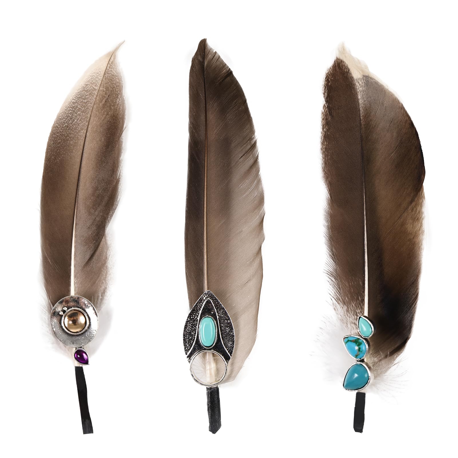 Hat Feathers for Cowboy Real Feathers with 3D Decoration for Women Men DIY Fedora and Western Hats, Christmas Party, Oktoberfest, Trilby Hats (3PCS)