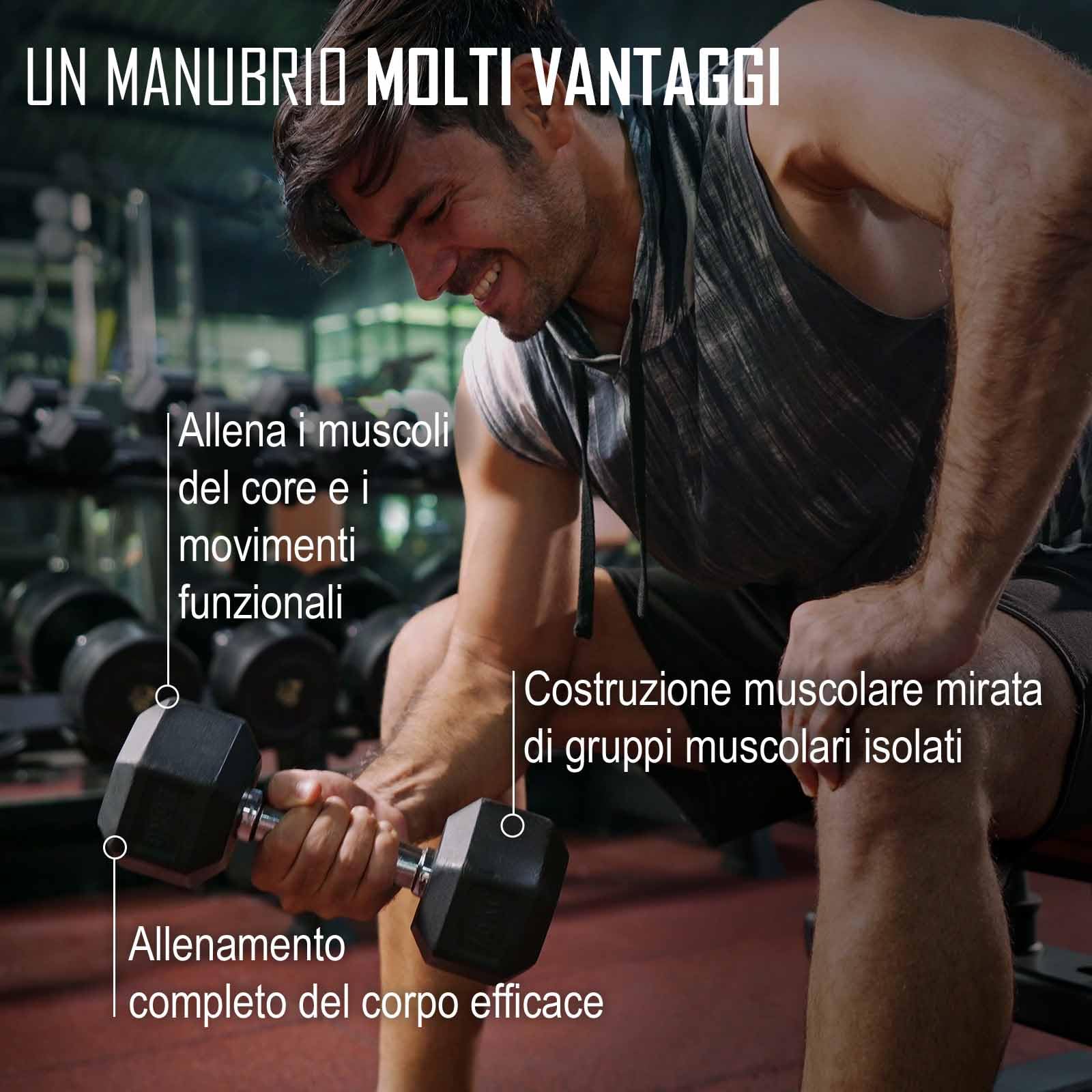 Strength Shop Manubri Palestra Anti-Roll (1-70kg), Pesi Palestra in Acciaio Temprato con Rivestimento in Gomma Resistente, Impugnatura Ergonomica, Dumbbells per Allenamento Completo del Corpo