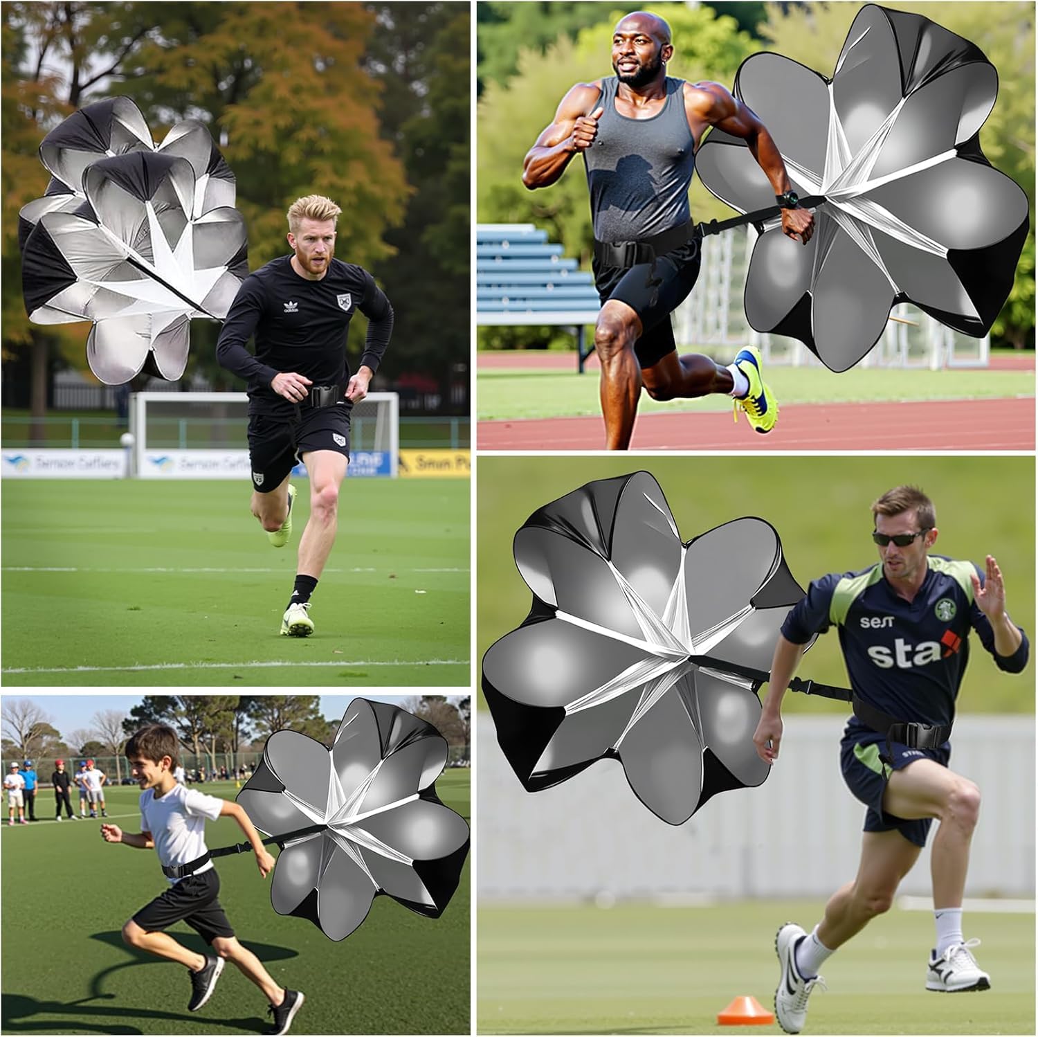 Paracadute da 56 pollici, paracadute da calcio, paracadute, protezione di resistenza, accessorio per l'allenamento della velocità per sport di sprint come corsa, calcio e rugby