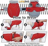 Vista 6 de Lelepet Abrigo cálido para perros – Chaleco reflectante impermeable de vellón con hebilla ajustable de gancho y bucle, chaqueta de invierno