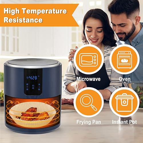 Miniatura 5 de Forro de papel desechable para freidora de aire, papel de hornear pergamino antiadherente para freidora de aire, a prueba de aceite y resistente al