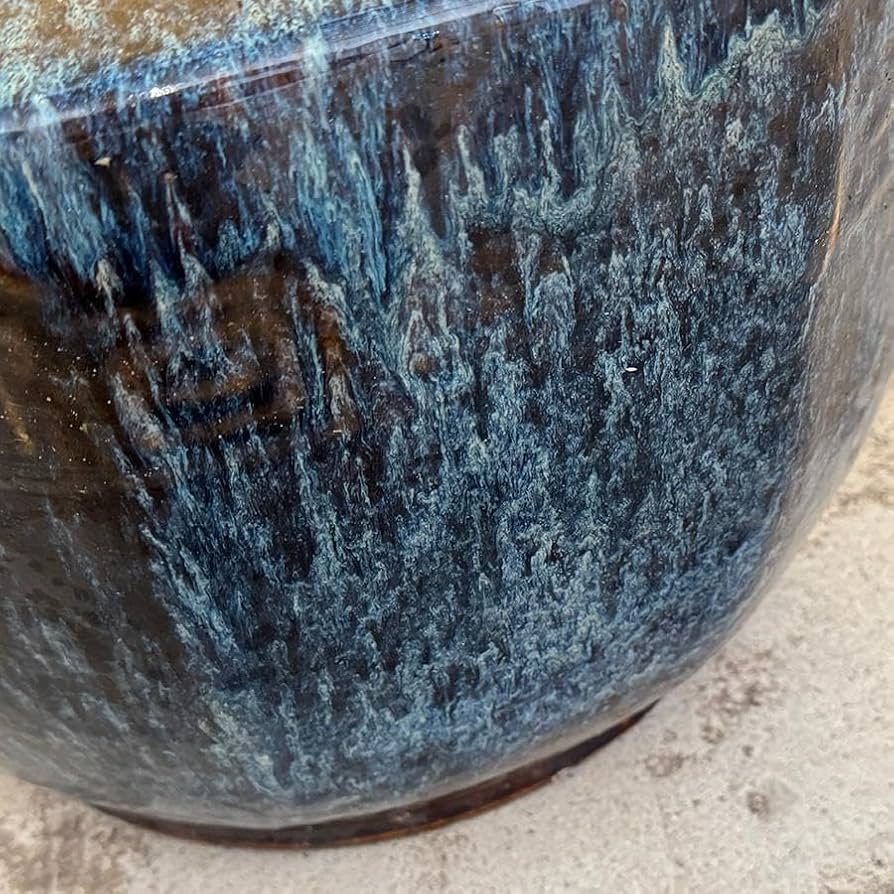 青海鼠釉 火鉢 瓶掛 手炙り施釉陶 なまこ 幅38cm 睡蓮鉢 金魚鉢 メダカ