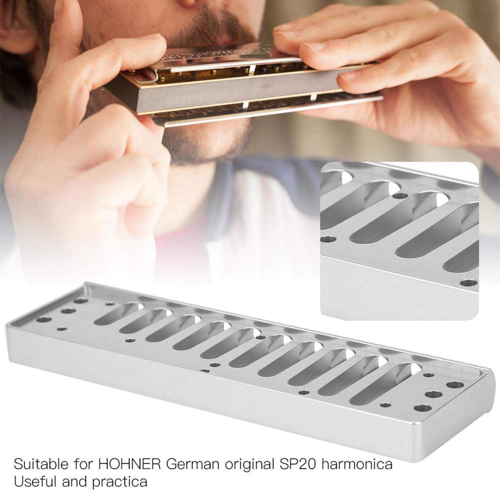 Trou Rond, Alliage d'aluminium, Peigne Harmonica pour HOHNER, Peigne Harmonica, Surface polie, pour HOHNER Special20(Silver)