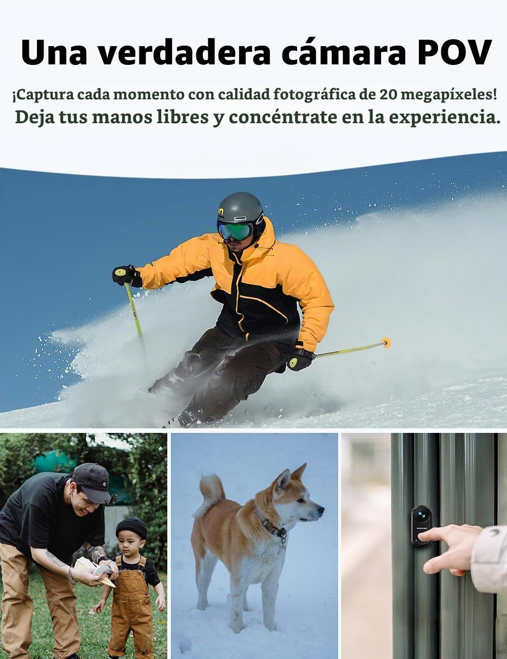 Apexcam K70 Pequeña Cámara Deportiva 4K/20MP con 64GB Tarjeta WiFi POV Vlogging Cámara con EIS Impermeable 30M Cámara Subacuática y 1300mAh Expansion Module con Varios Accesorios para Deportes