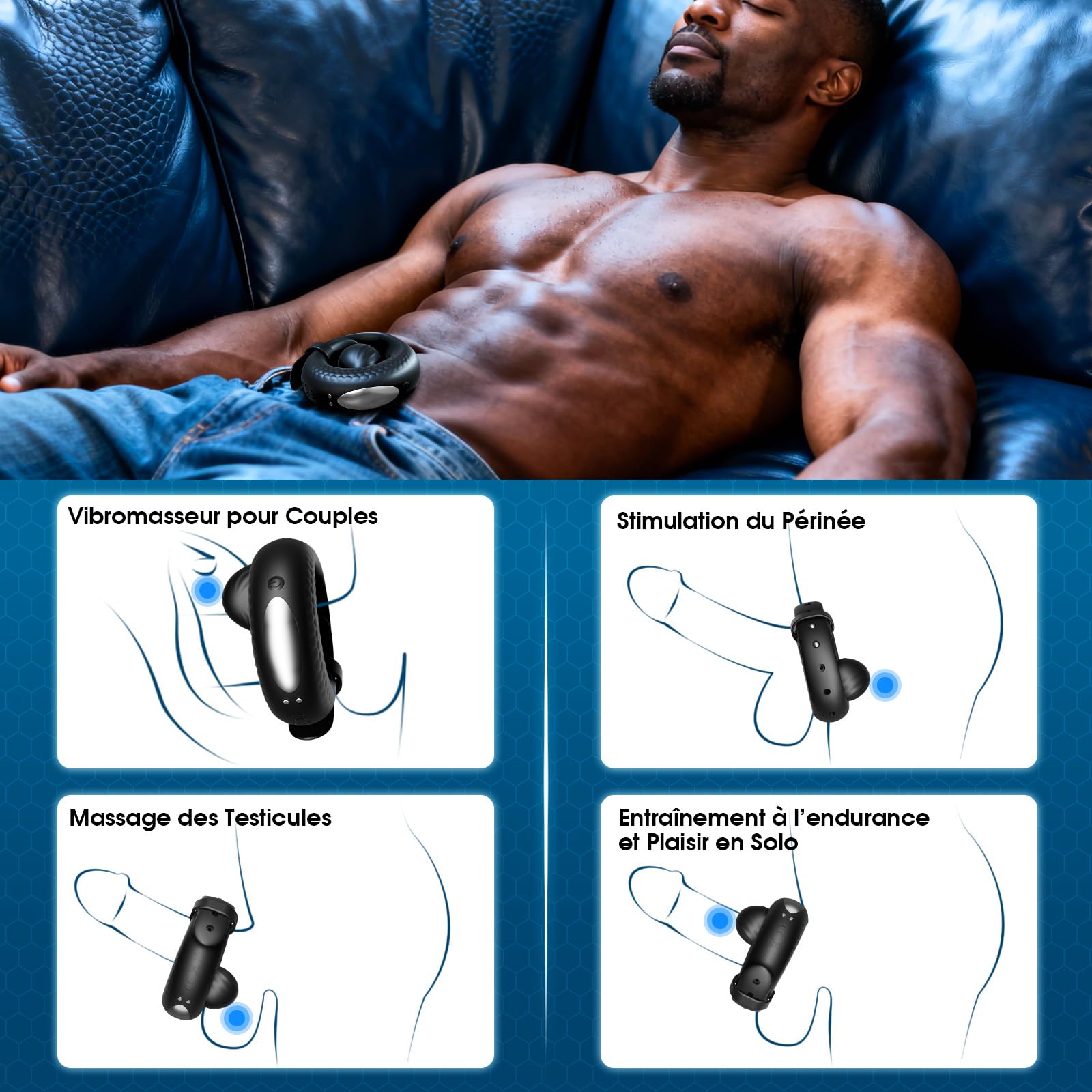 Anneaux de Pénis Vibrant Sex Toys Homme - Cock Ring Vibromasseurs Sextoy Homme avec 10 Vibrations, Anneau Penien - Anneau Homme Réglable APP Anneau Vibrant Pénis Clitoridienne Jouet Sexualité Couple