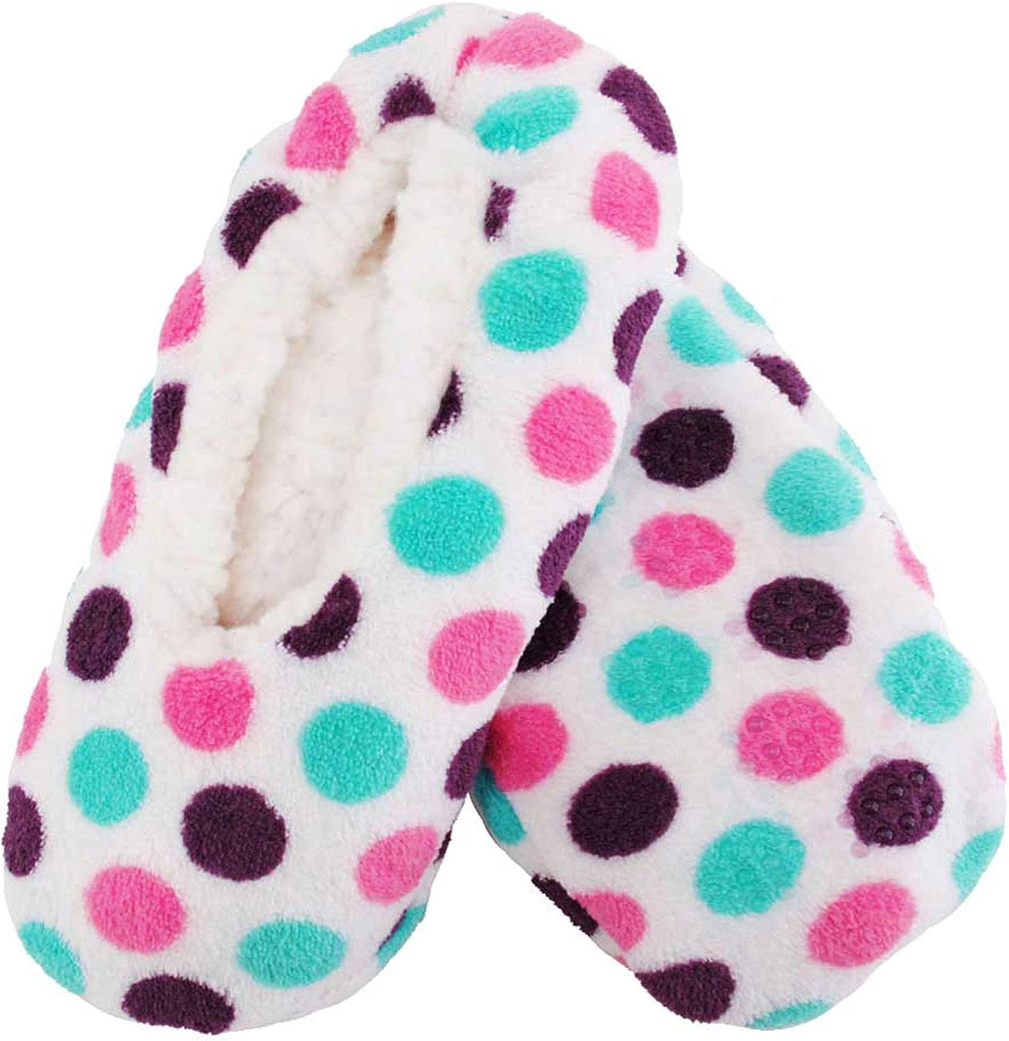 BambooMN Adult Patterned Plush Home Travel Non-Slip Slip-On Slippers