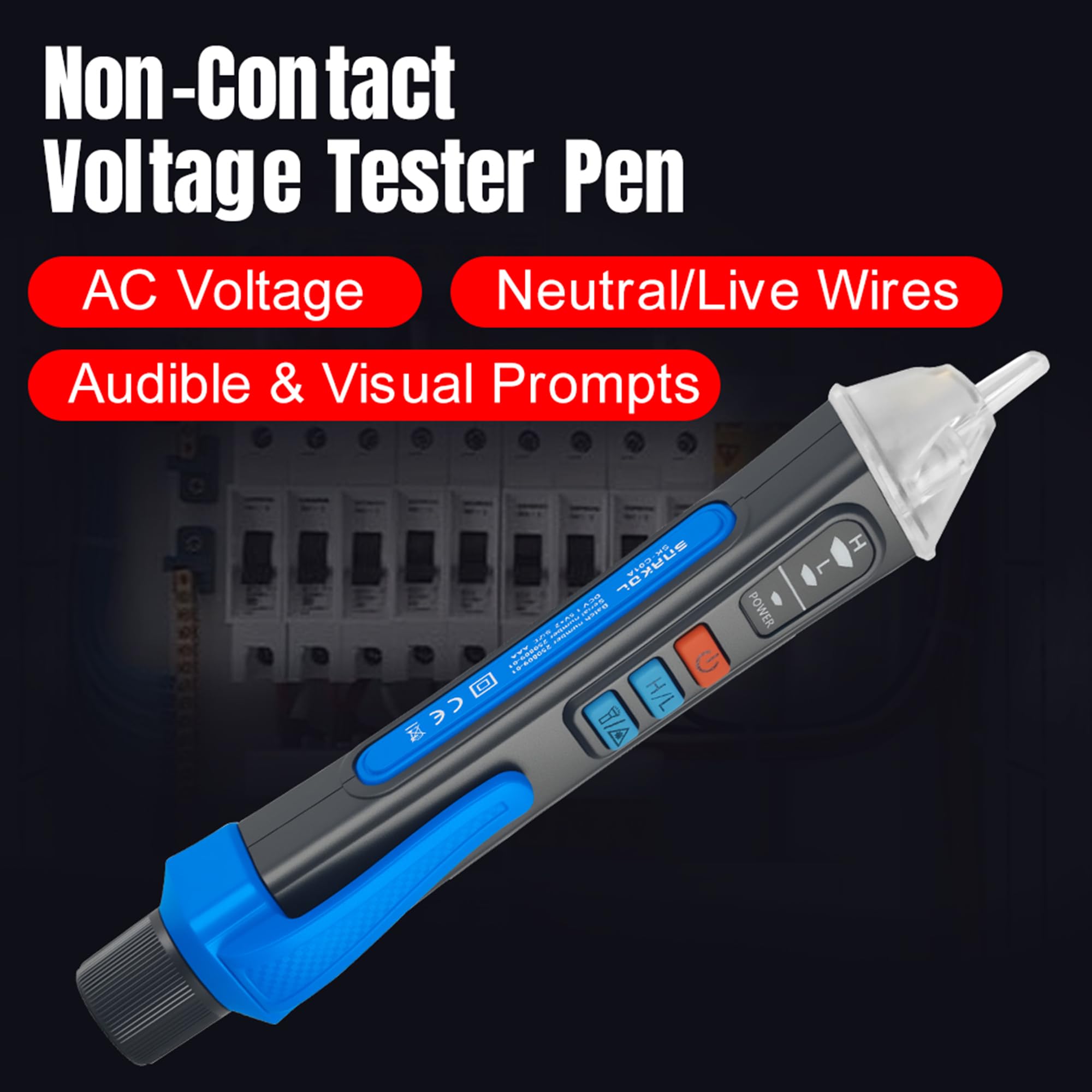 Non Contact Voltage Tester Pen, 12V-1000V AC Electrical Tester with Laser Position, Live Neutral Wire Detector, Wire Breakpoint Finder, Audible & Light Alarm, Flashlight, Auto Power Off — Amazon image 4