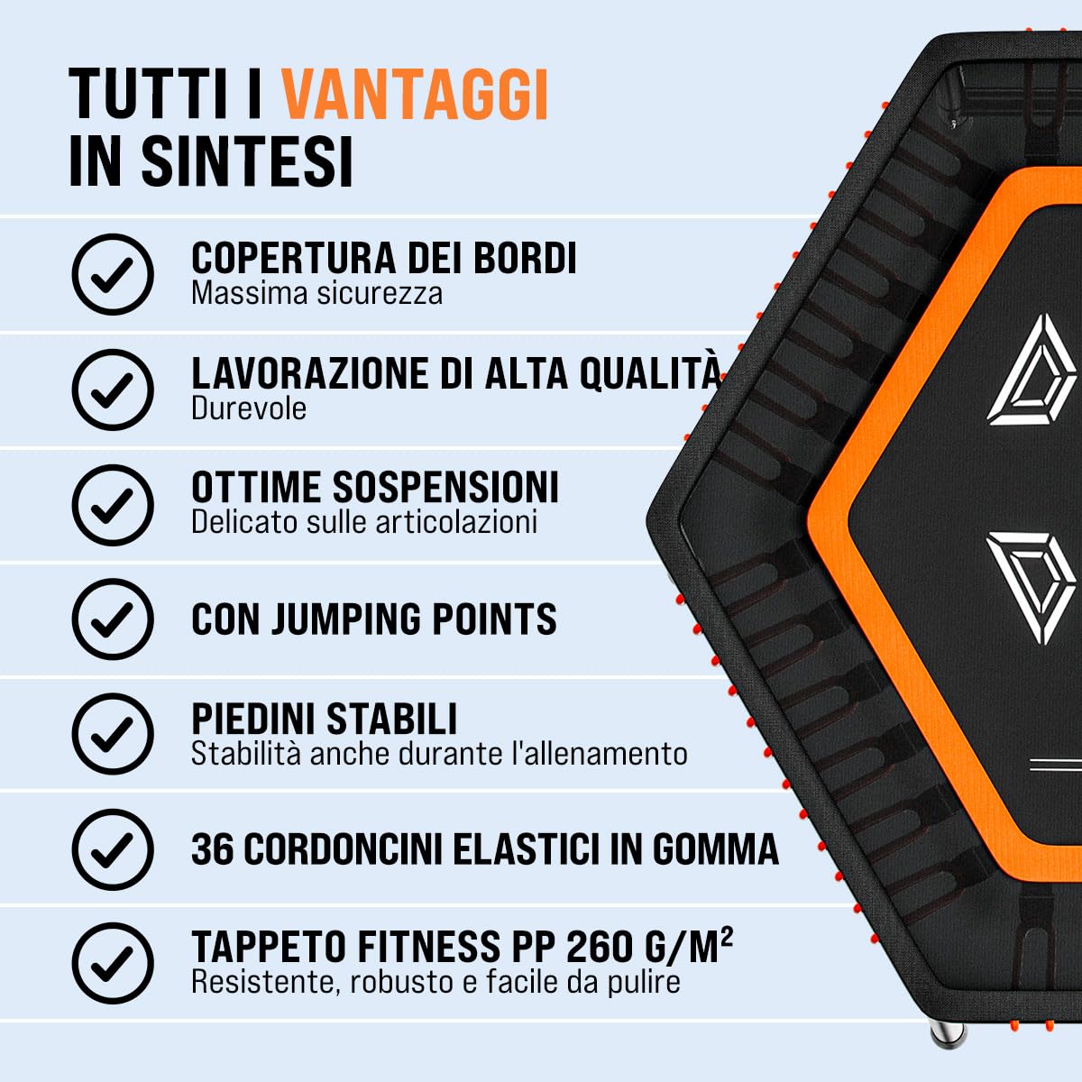 Monzana Trampolino Elastico Fitness per Interni Ø120cm Manubrio Regolabile Rimovibile Copertura Bordo Allenamento Casa