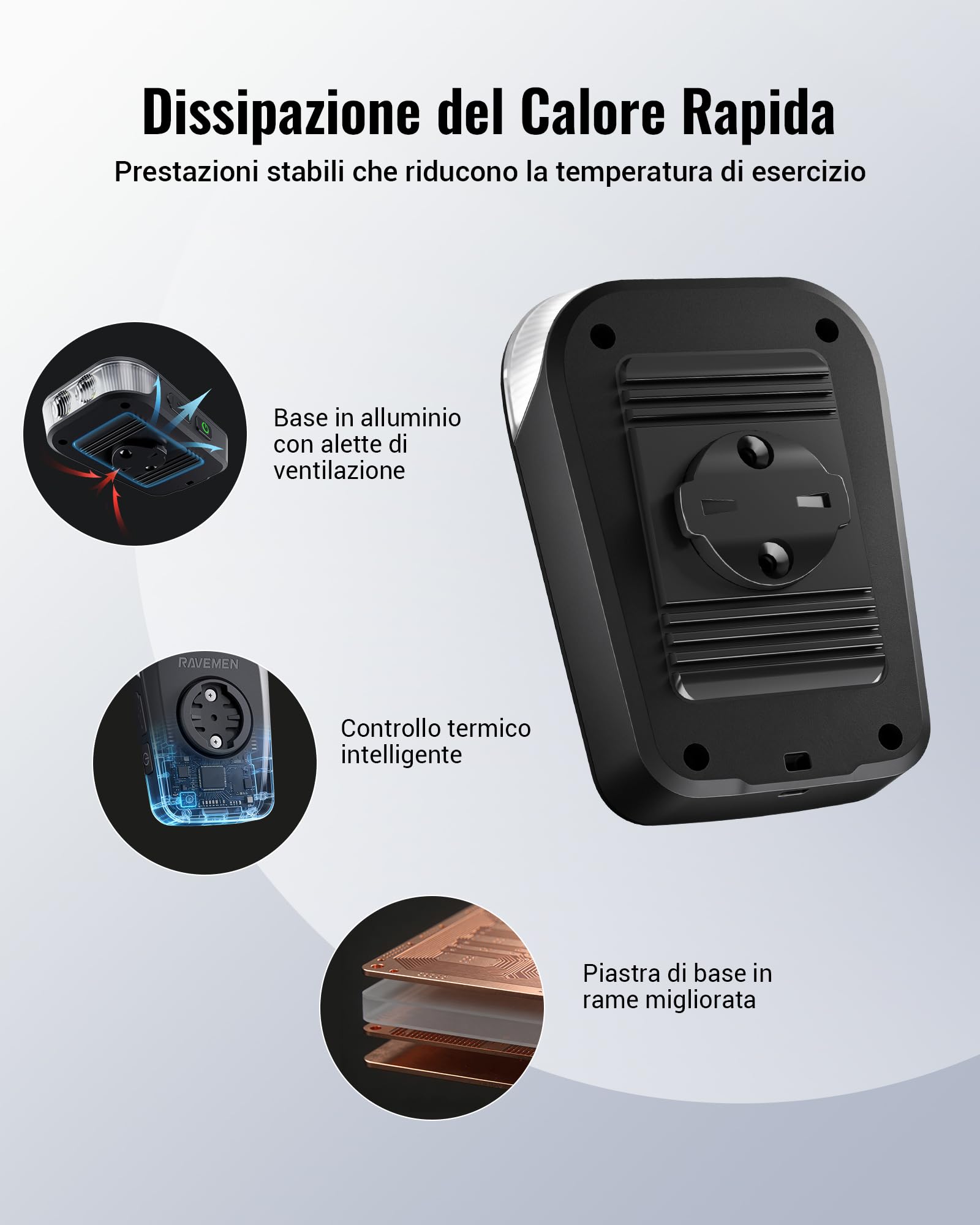 RAVEMEN FR1100 SE Faro Anteriore per Bicicletta Compatibile con Garmin/Wahoo/Bryton Ciclocomputer, 1100 Lumen Grandangolare a 270° per la Guida Notturna in Città e Come Diurna Strada 6 Modalità