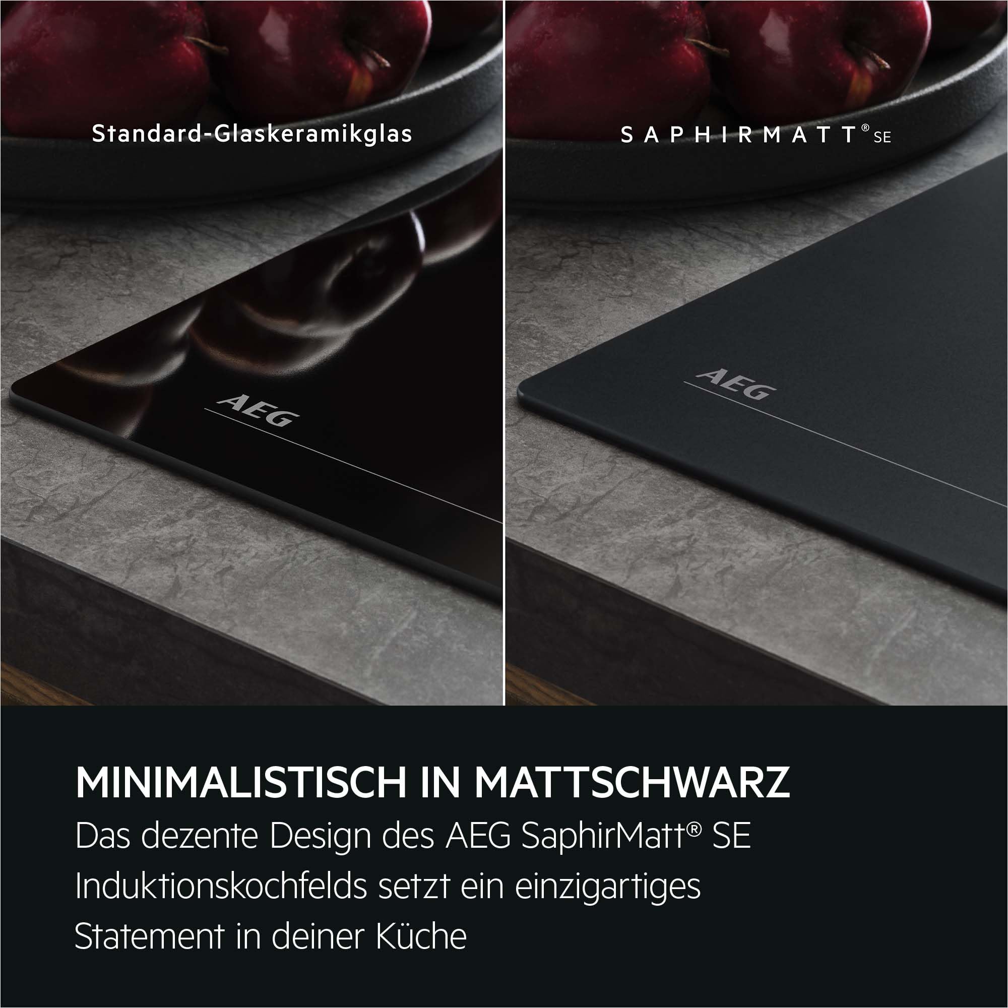 AEG Induktionskochfeld Autark 80 cm, Made in Germany, 4 Flex-Kochzonen mit kratzresistenter SaphirMattSE-Oberfläche, Powerfunktion für schnelleres Kochen, Timer, Touch-Bedienung, Rahmenlos, TO84IA0FIT