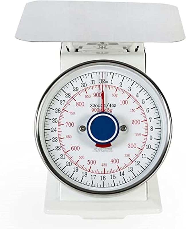 2 lb. Mechanical Kitchen Flat Platform Weighing Food Scale- Heavy Duty Portion Control Mechanical Kitchen and Food Scale Industrial Dial Scale for Kitchens and Restaurants