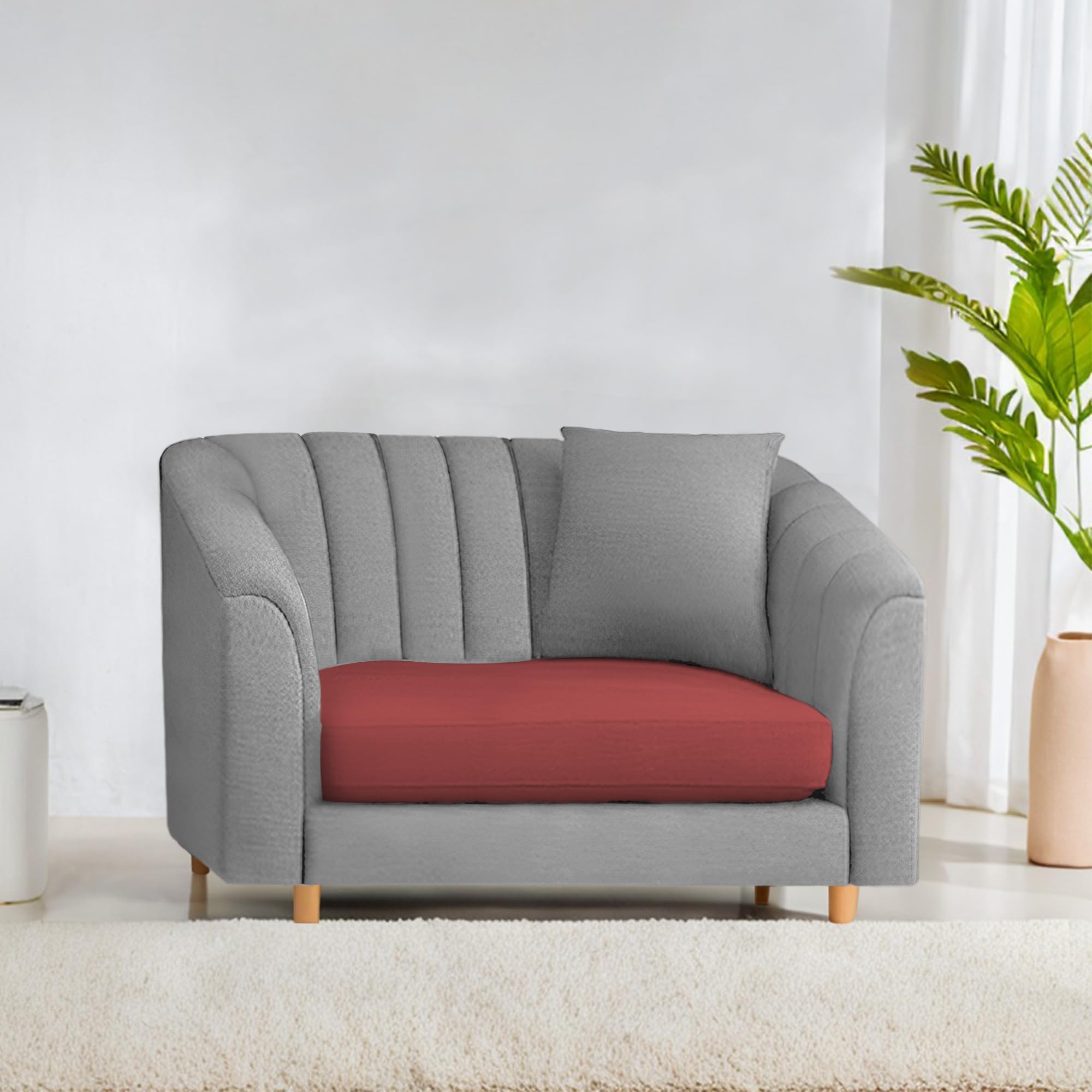 Doraldo 1 Seater Sofa Set for Living Room (Maroon Grey Colour) Premium Fabric Sofa-image-20