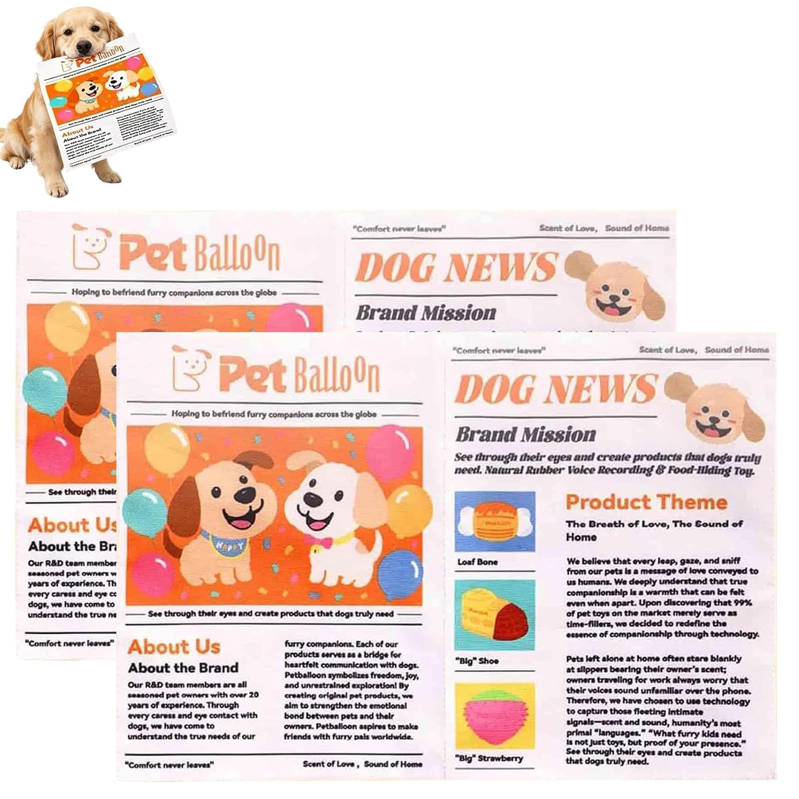 GFRGFH Plastic Creaks Newspaper Crinkle Dog Chew Toys (2pcs,20 * 30cm)