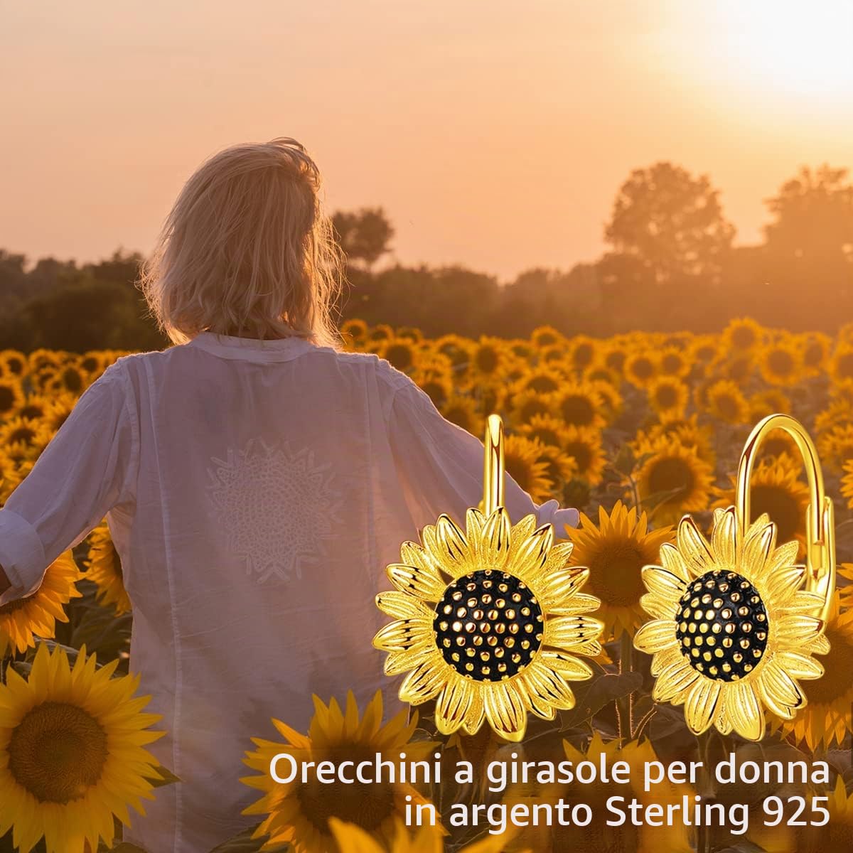 LINSTER Fiore Orecchini Donna Argento Sterling 925 Orecchini Monachella Fiore Orecchini Pendenti Regali di Gioielli Margherita per Donna Bambine
