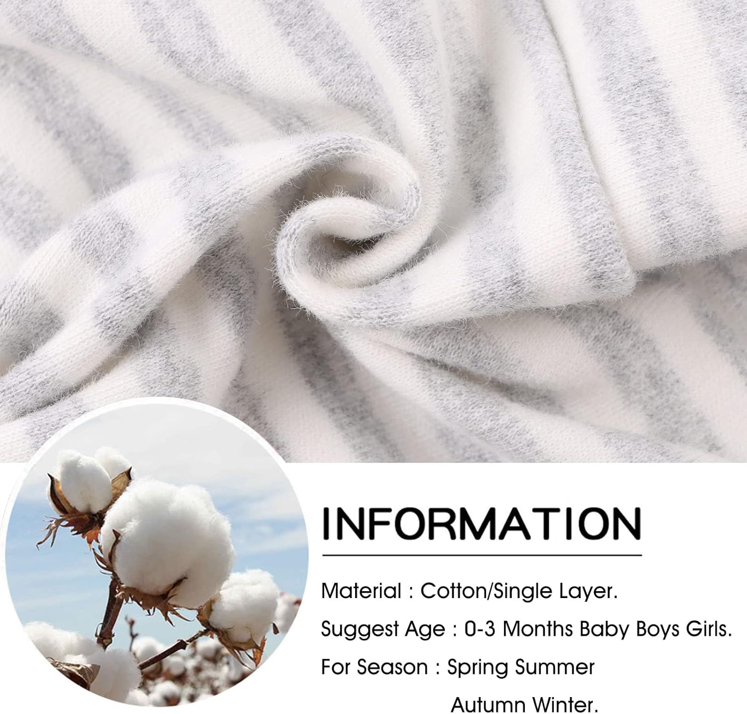 Original Cotton Newborn Hats for Girls Striped Preemie Baby Hats Bear Ears Infant Boys Beanies 0-6 Months - Image 4