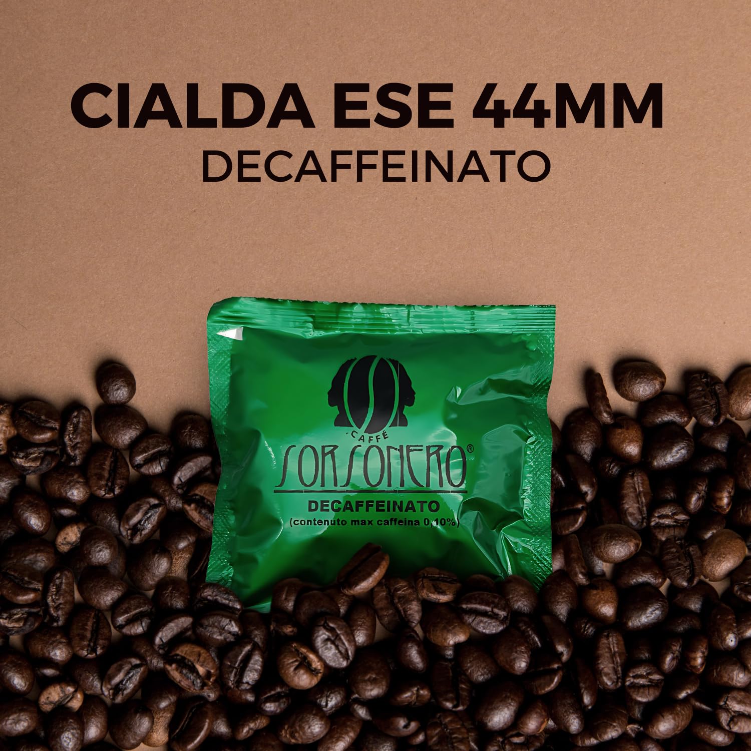 Caffè Sorsonero Decaffeinato 150 Cialde ESE 44mm | Caffè Premium in Cialde Compostabili | Caffe Cremoso e Aroma Intenso