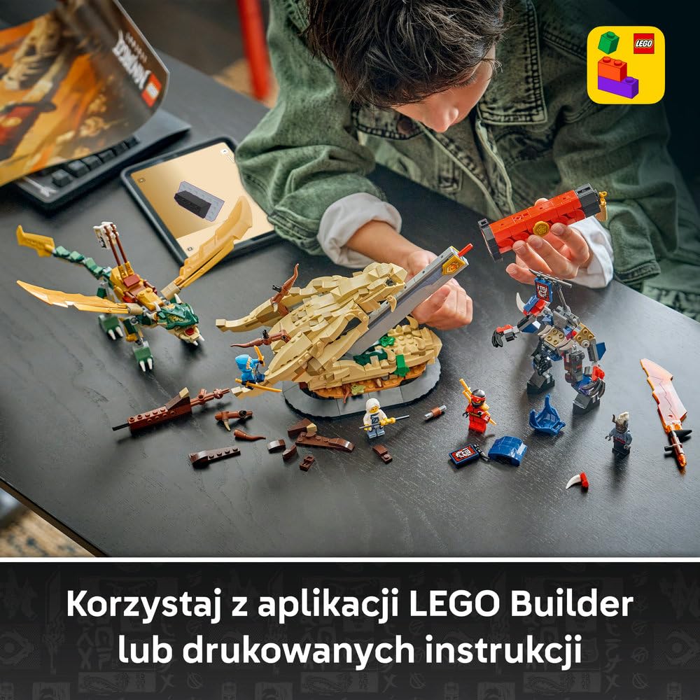 LEGO NINJAGO Bitwa o Smocze Ostrze 71871 | zestaw bitewny ninja, zabawka akcji, prezent dla chłopca i dziewczynki 9+, pojedynek ninja, 1016 elementów