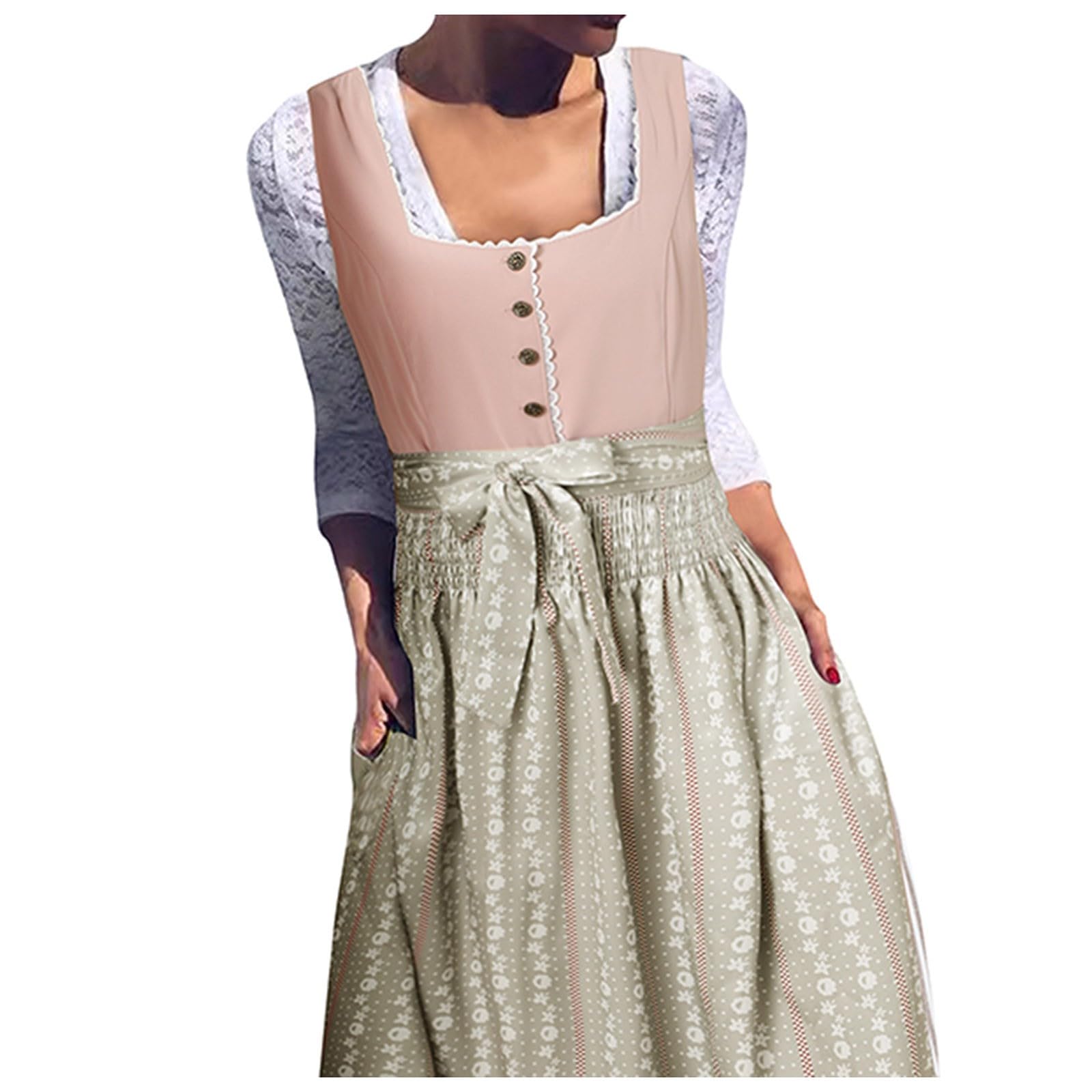 Dirndl Set Damen Komplett Midi Dirndel Trachten Mit Reissverschluss Vorne Knielang Trachtenkleid Dirndlkleid Bluse Lang Dirndlschürzen Grosse Grössen Schürze Kleid Übergröße Oktoberfest