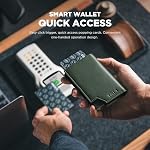 VULKIT Men's Wallet Minimalist Pop Up Card Holder RFID Blocking Magnetic Closure Leather Wallet with ID Window for Cash & Credit Cards Up To 11 Cards, Olive, Minimalist