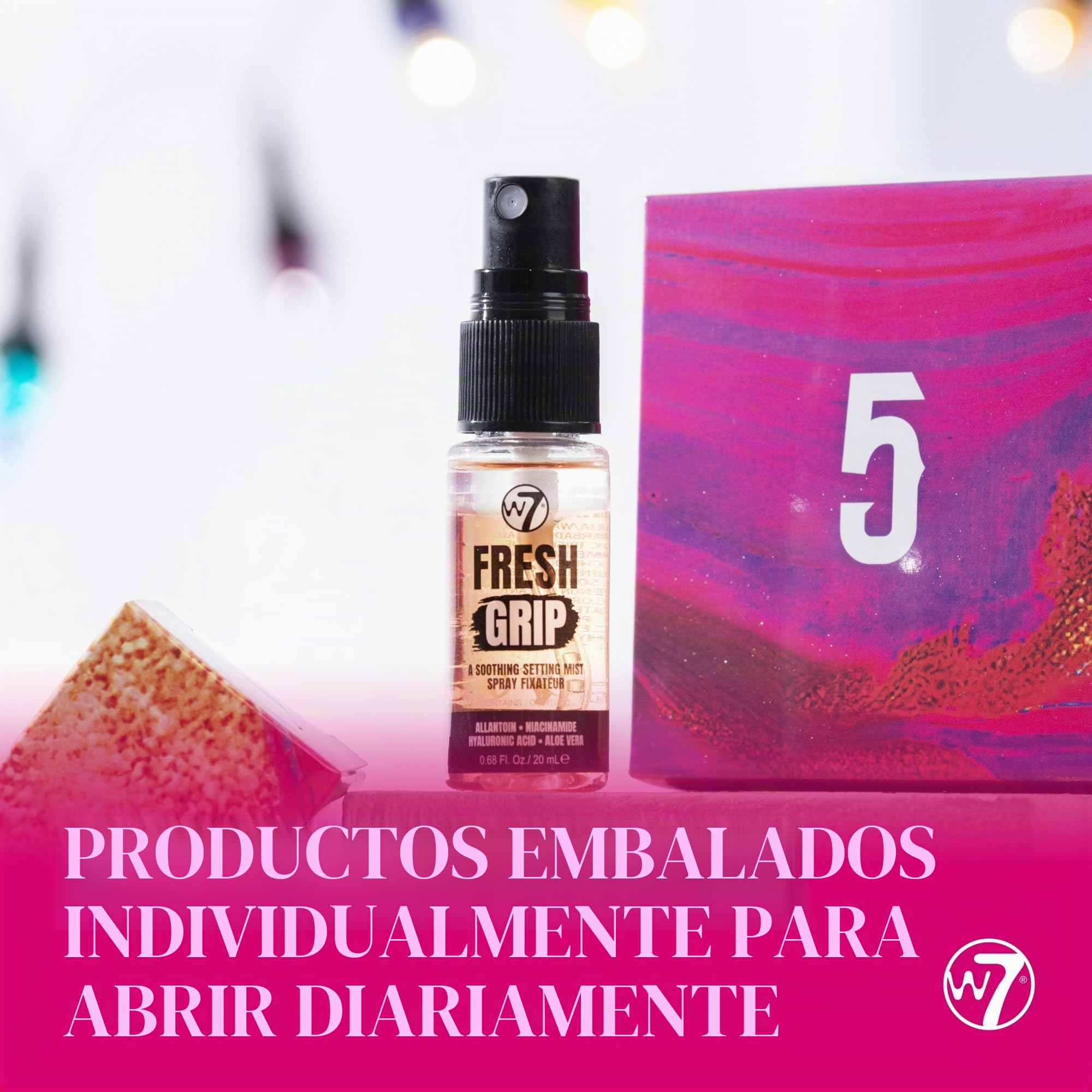 W7 Beauty Blast Calendario de Adviento 2024-24 en caja individual, sorpresas de maquillaje y cosméticos para Navidad, libre de crueldad, regalo de vacaciones
