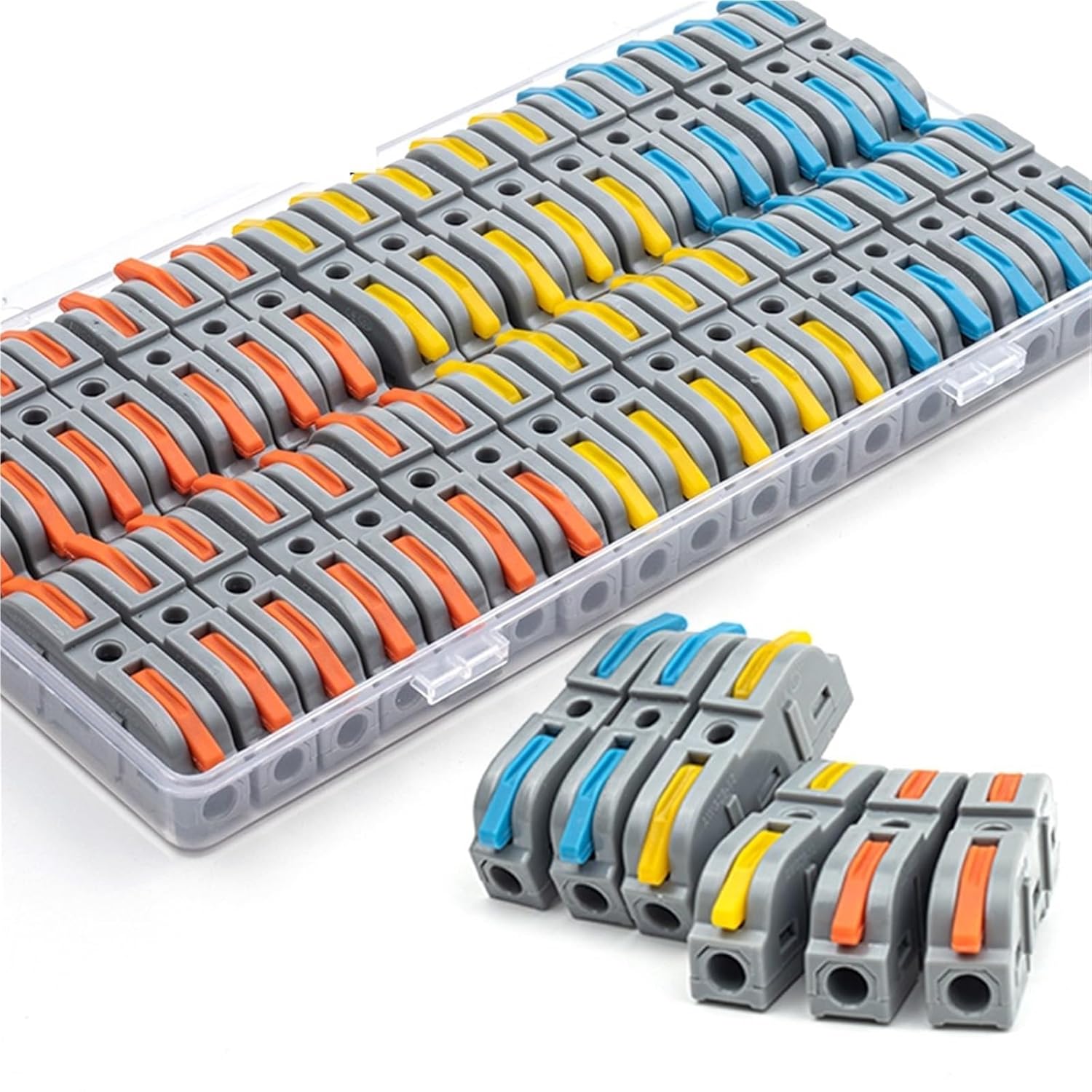 Quick Home Wire Connectors Terminals Conductor Spliceable Butt Wiring Block Reusable Electrical Connectors 34Pcs(Bag NC-221 Blue)