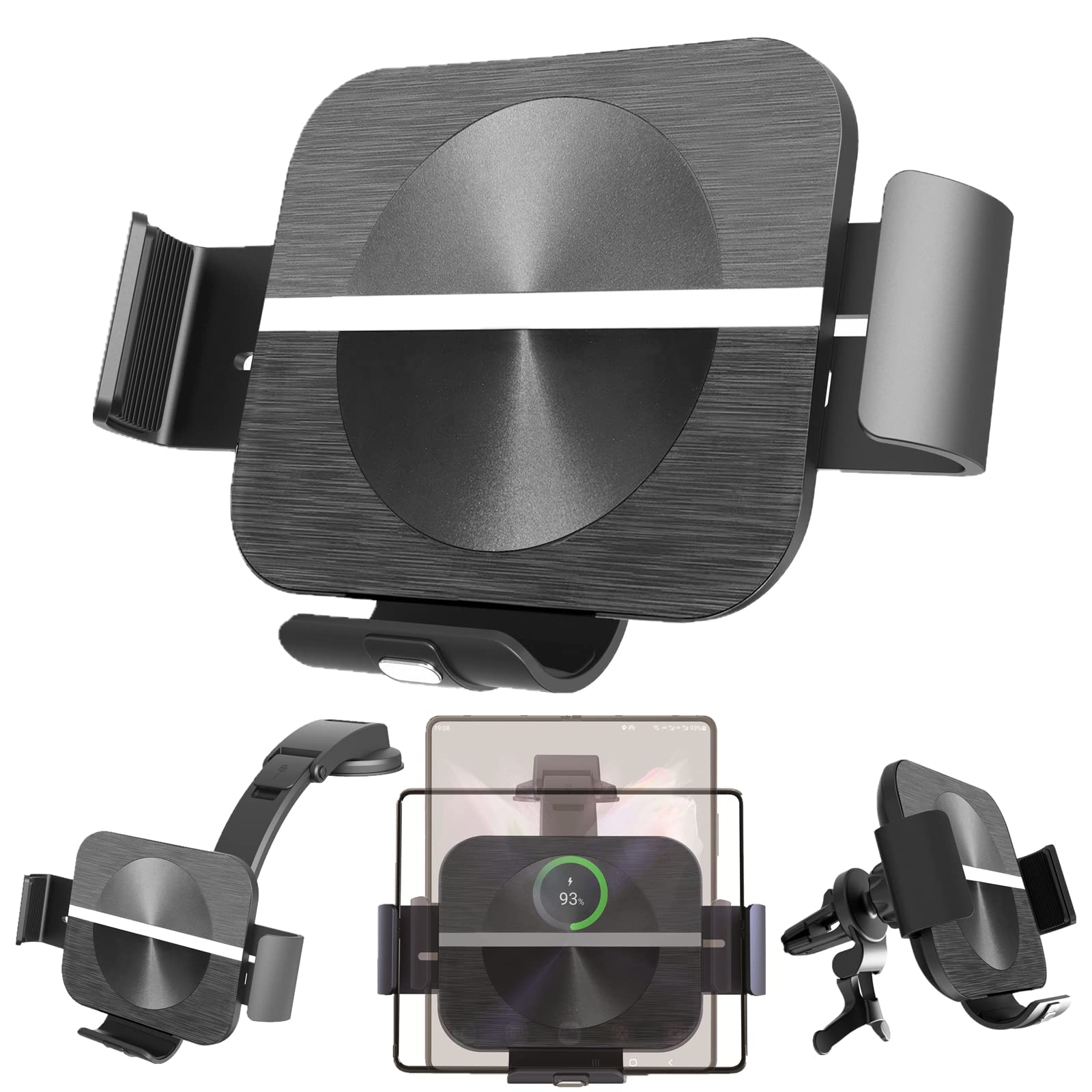 TERRIFI Dual Coils Fast Wireless Car Charger for Z Fold 4/3 Car Mount 15W Smart Qi Car Holder for Air Vent Dashboard Compatible with Samsung Galaxy Z Fold 4/3/2,iPhone 14/13/Samsung S22 Ultra/S21