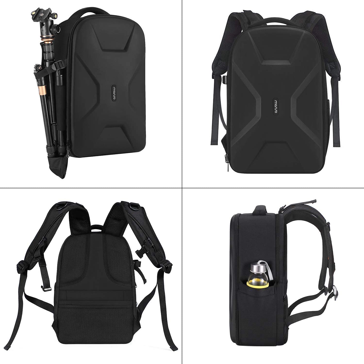 MOSISO Mochila para Cámara, DSLR/SLR/Mirrorless Fotografía Cámara Bolsa 15-16 Pulgadas Impermeable Funda con Soporte Trípode&Compartimento Portátil Compatible con Canon/Nikon/Sony,Negro