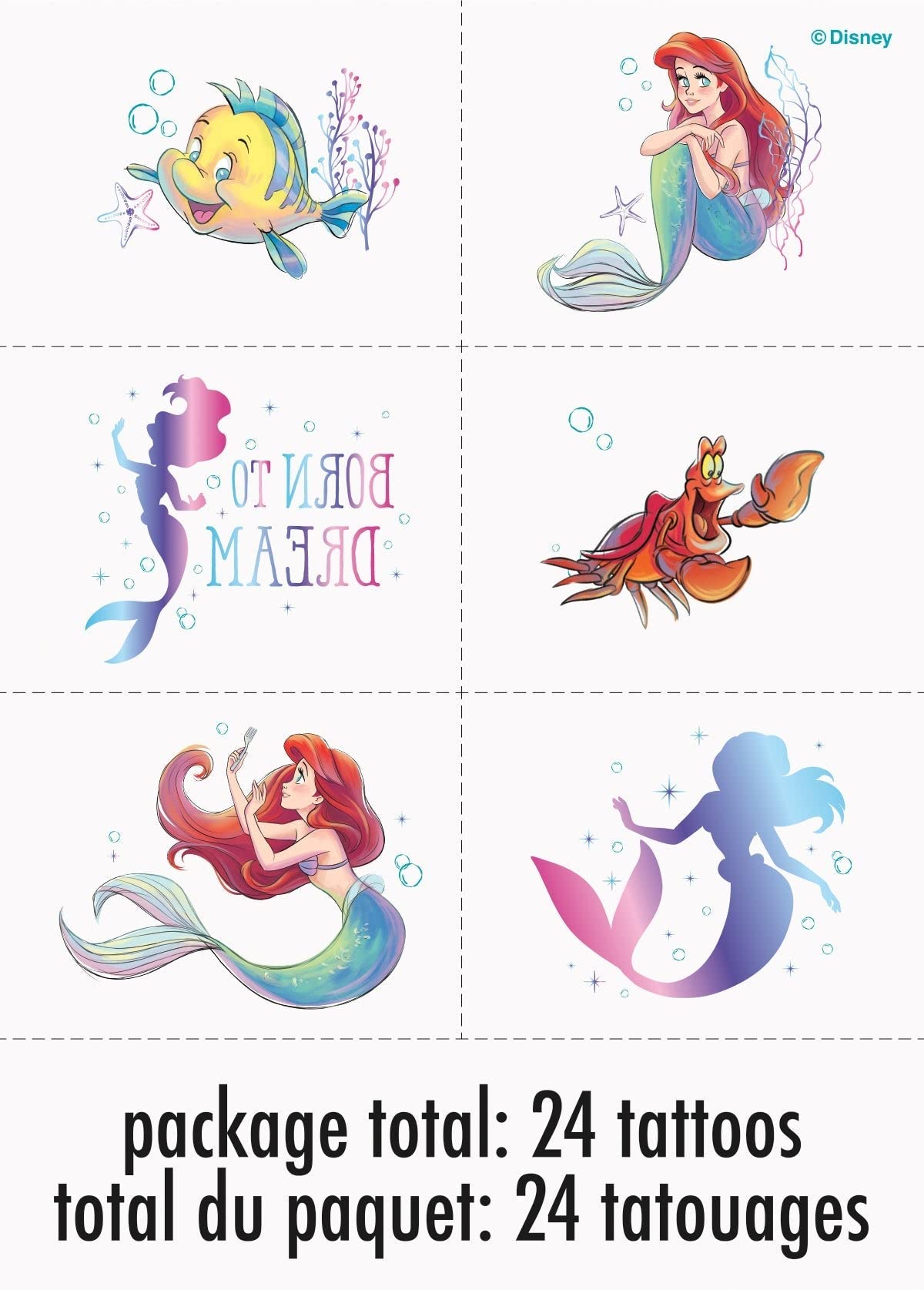 Amazon.com: Disney The Little Mermaid Temporary Tattoos - 24 Pcs : Beauty &  Personal Care