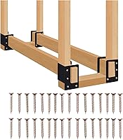 ZHITAOXUN 4-Pack Heavy Duty Firewood Rack Brackets - Adjustable Powder Coated Steel Log Holder for Indoor Outdoor Fireplace Fire Pit Storage