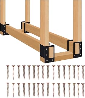 ZHITAOXUN 4-Pack Heavy Duty Firewood Rack Brackets - Adjustable Powder Coated Steel Log Holder for Indoor Outdoor Fireplace Fire Pit Storage
