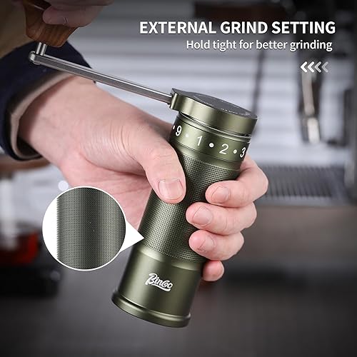 Miniatura 2 de Bincoo Molinillo de café manual con mango plegable, molinillo de café de mano con ajuste externo con rebabas de acero, compacto y portátil para el