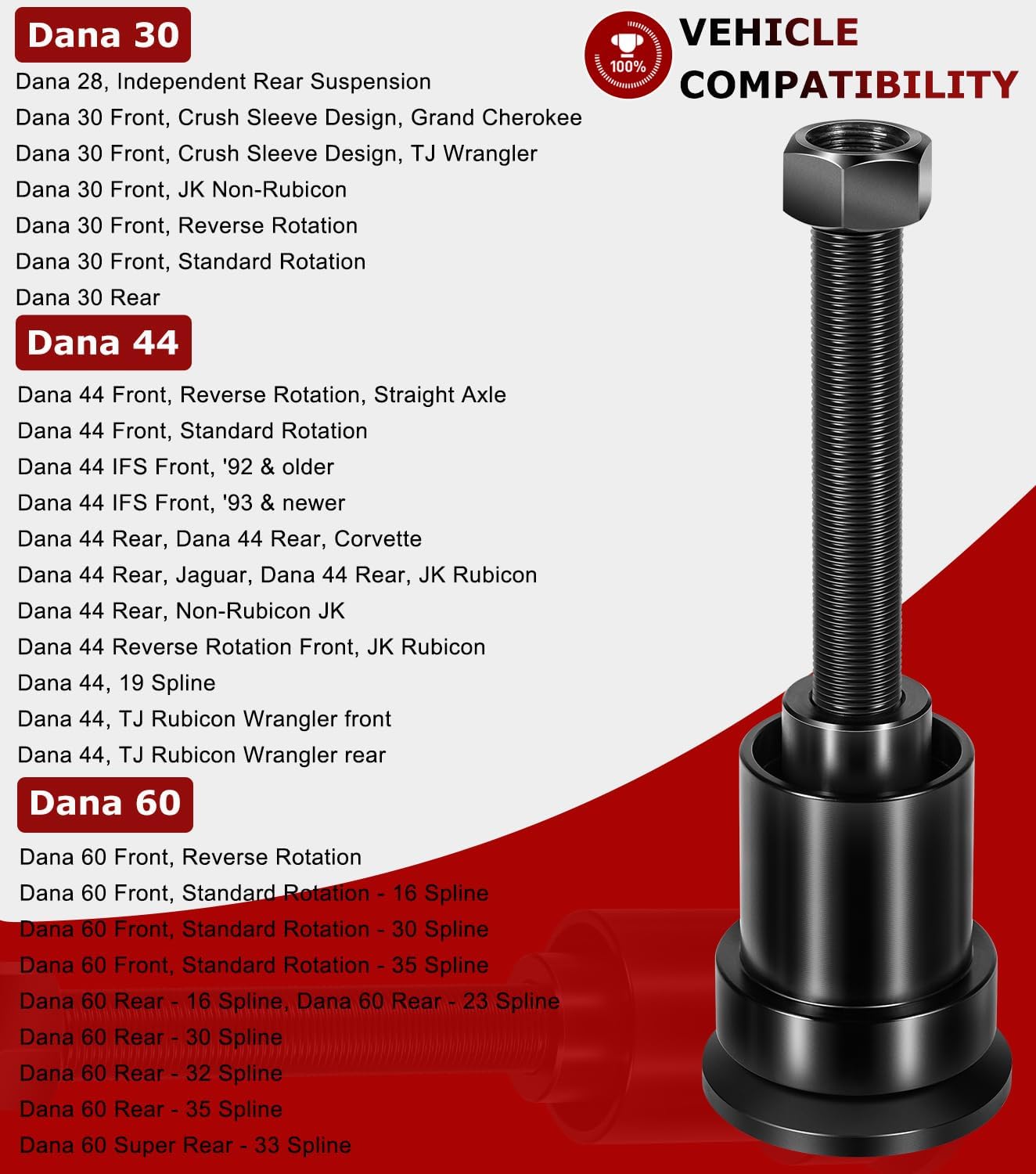 MG21103 Dana 30/44 Front Axle Tube Seal & Inner Axle Side Seal Installation Tool For Jeep Wrangler JK JKU YJ TJ TJL & Cherokee XJ 1984-2018 (Set of 3)