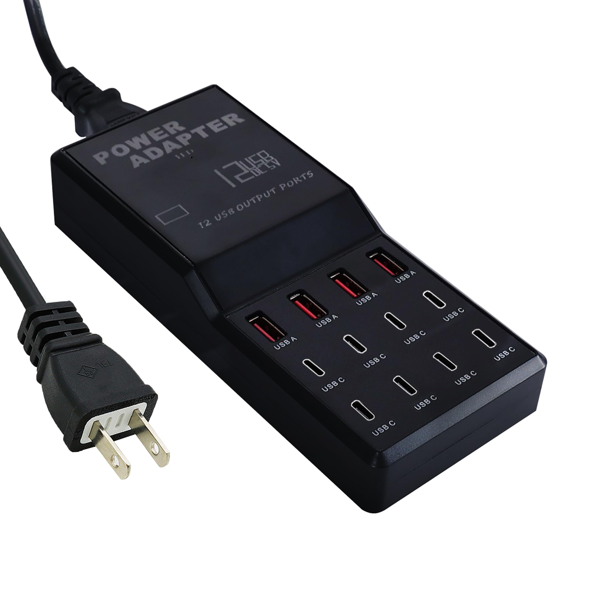 Haioulun 65W 12-in-1 USB C Desktop Charger Station for MacBook Pro/Air, iPhone 15, iPad, (8×USB-C + 4×USB-A), 5ft Flat Power Cord, Home & Office Use