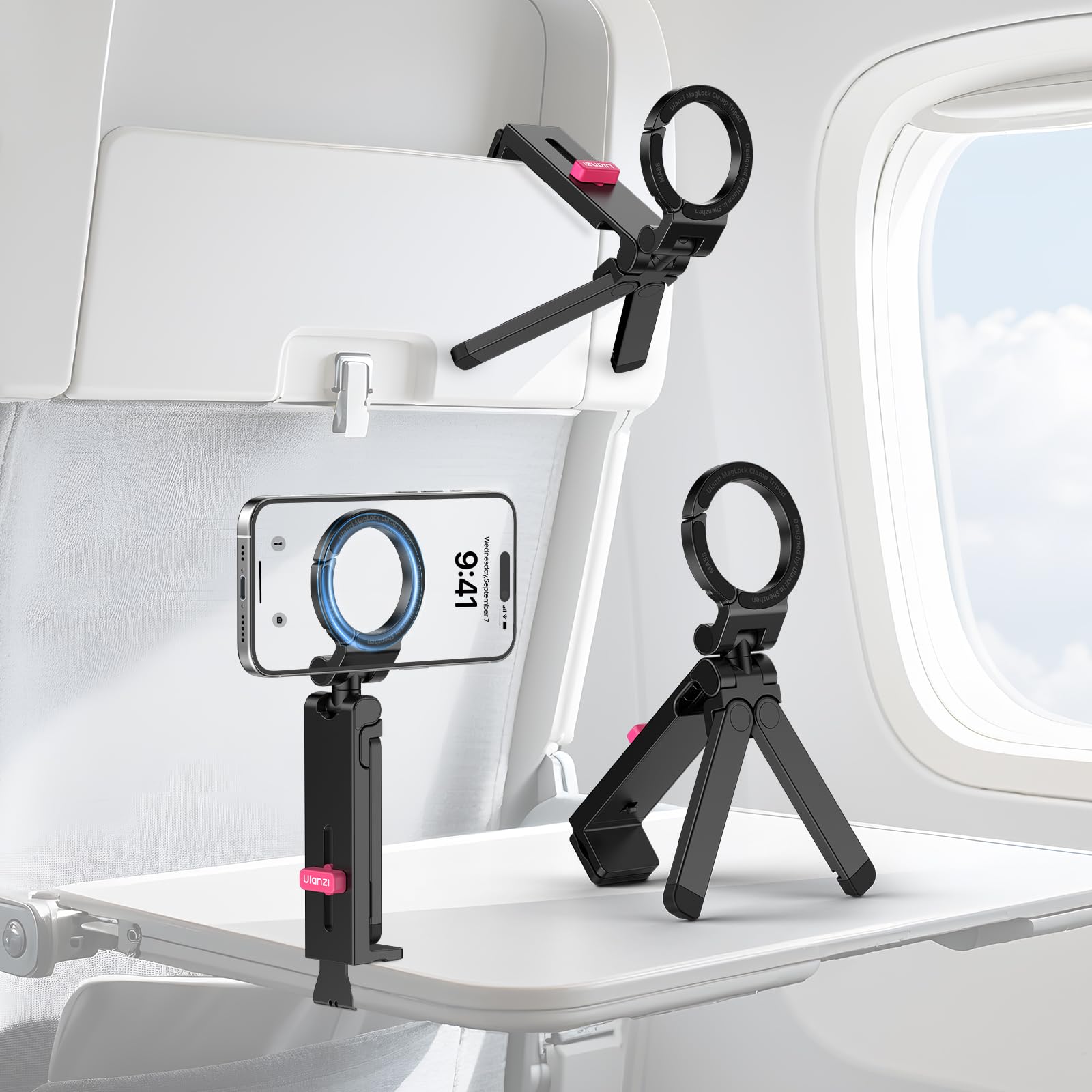 ULANZI MA88 Magnetic Phone Tripod Mount for MagSafe iPhone 17-12 Series Strongest Magnet Handsfree Airplane Phone Holder for