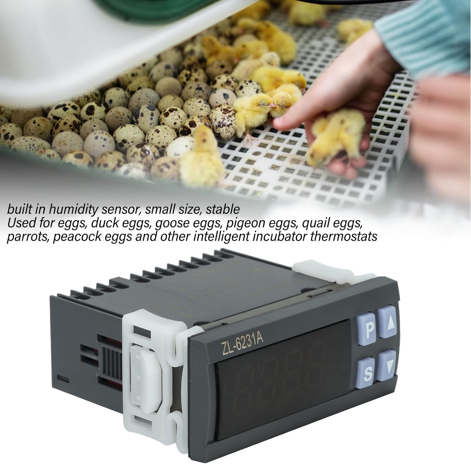 Incubator Controller,Automatic Digital Display Temperature Humidity Thermostat for Eggs Goose Quail for Home Use