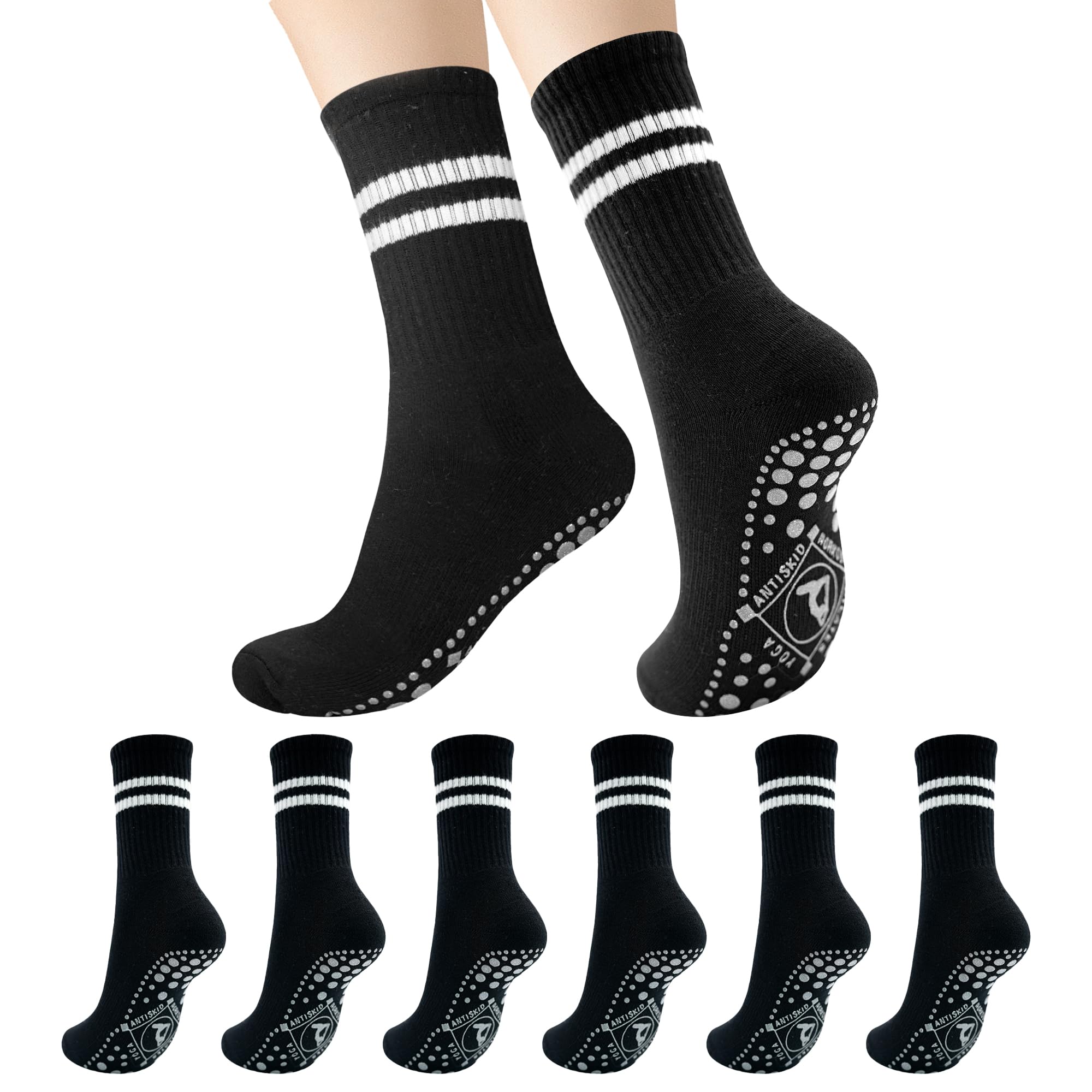 HYCLES Grip Pilates Socks 3 Pairs for Women, Non-slip Yoga Athletic Slipper Socks for Workout Hospital