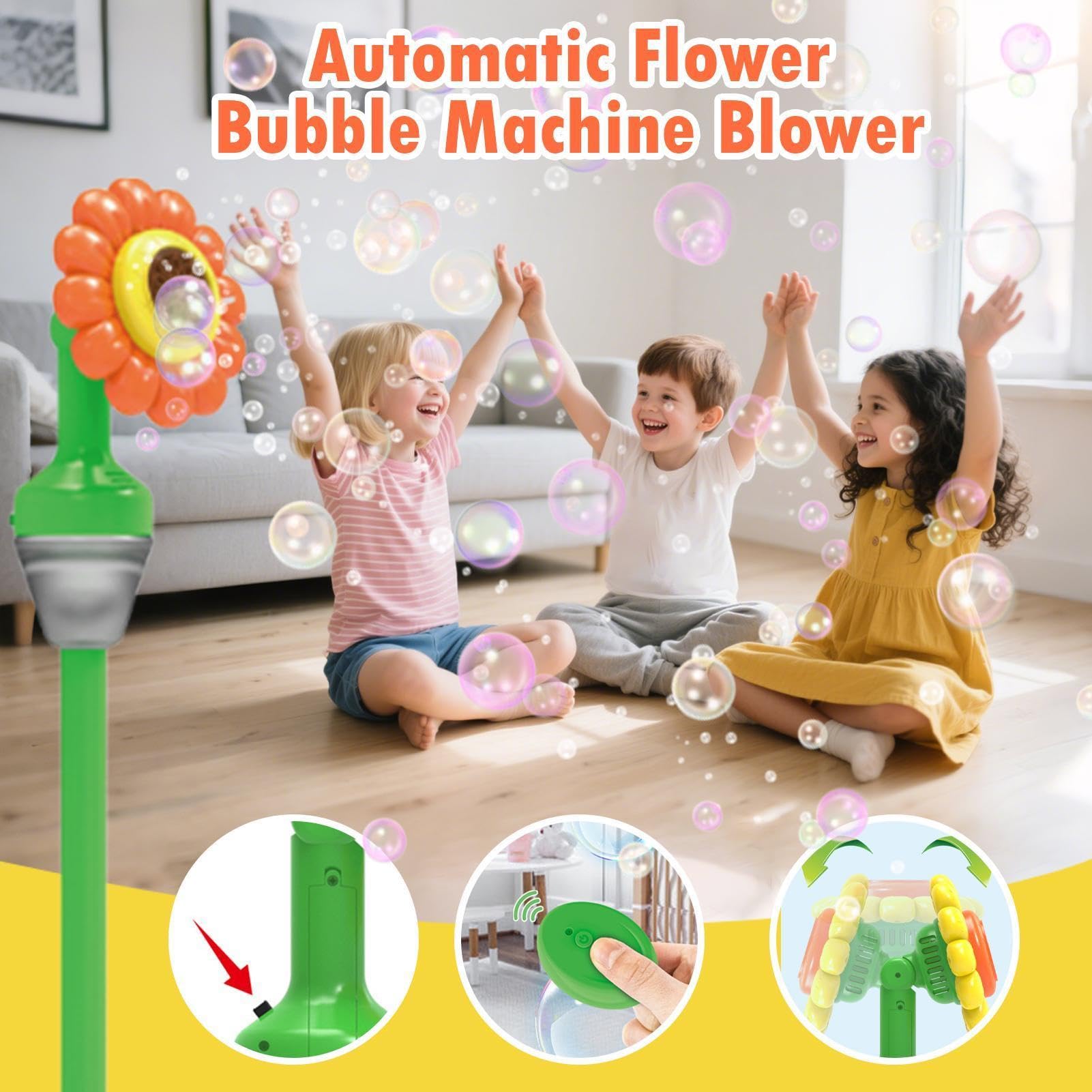 Sonnenblume Seifenblasenmaschine - Seifenblasenmaschine Für Kinder | Wiederaufladbarer Tanzender Sonnenblumen-Blase Maker | Seifenbläser Für Garten | Sonnenblumenförmige Unterhaltung Lieferungen Va