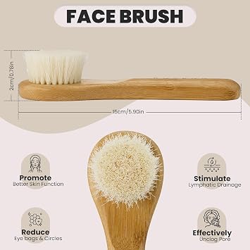 Dry Brushing Körperbürste zur Verjüngung der Haut - Rückenschrubber für Dusche - Stimulieren die Lymphdrainage und minimieren Cellulite - 100% natürliche Wildschweinborsten mit abnehmbarem Griff