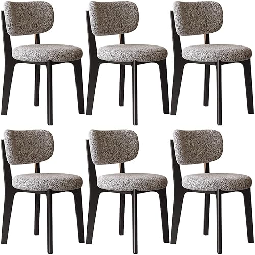 Miniatura 41 de YVYKFZD Solid Wood Dining Chairs, Fabric Dining Room Chair Set of 2/4/6, Upholstered Kitchen Chairs with Curved Backrest, Armless Living Room Chair,
