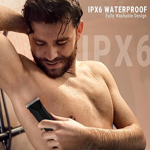 Miniatura 3 de Recortadora corporal para hombres, afeitadora eléctrica 2 en 1 para cabello púbico, pecho, piernas, IPX6, impermeable, húmedoseco, afeitadora de